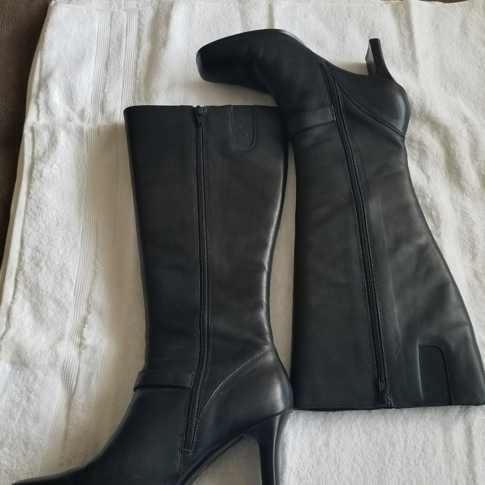 Women Black Leather Dress Boot
